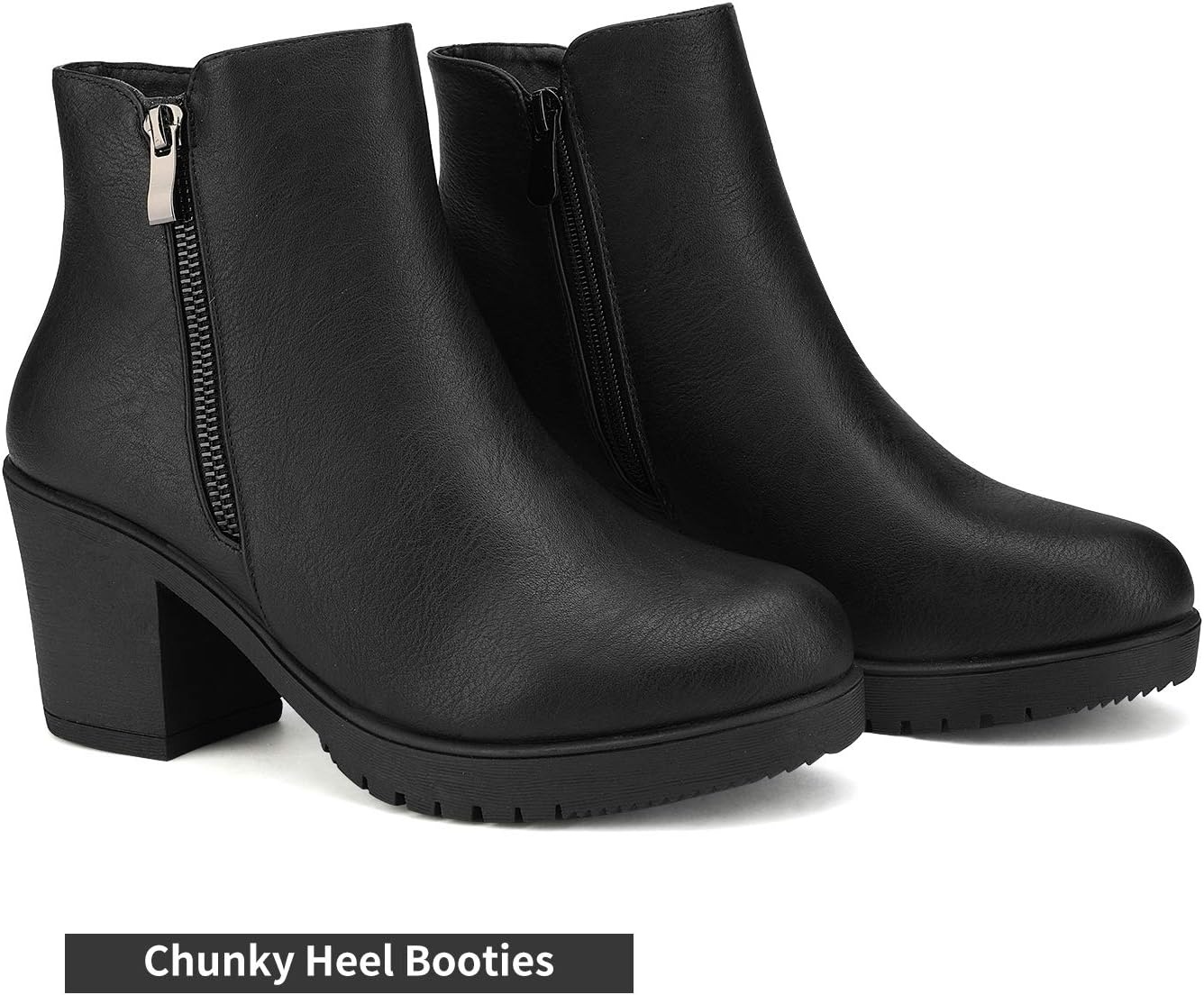 image:imageDREAM PAIRS Womens Chunky Heel Platform Ankle BootsBlackPu