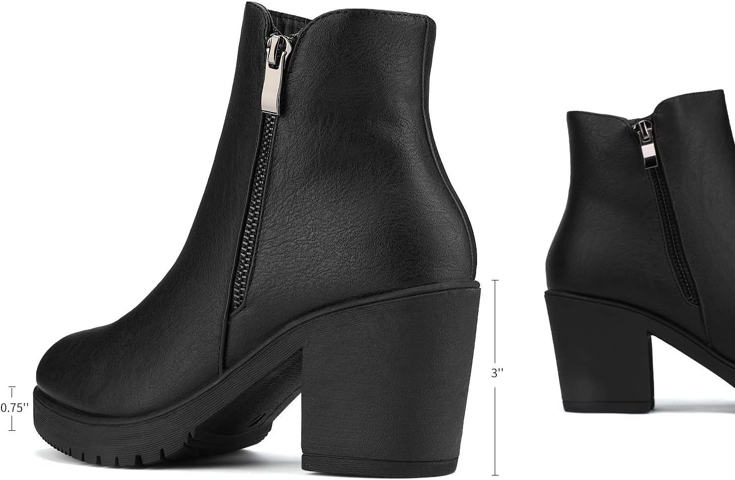image:imageDREAM PAIRS Womens Chunky Heel Platform Ankle BootsBlackPu