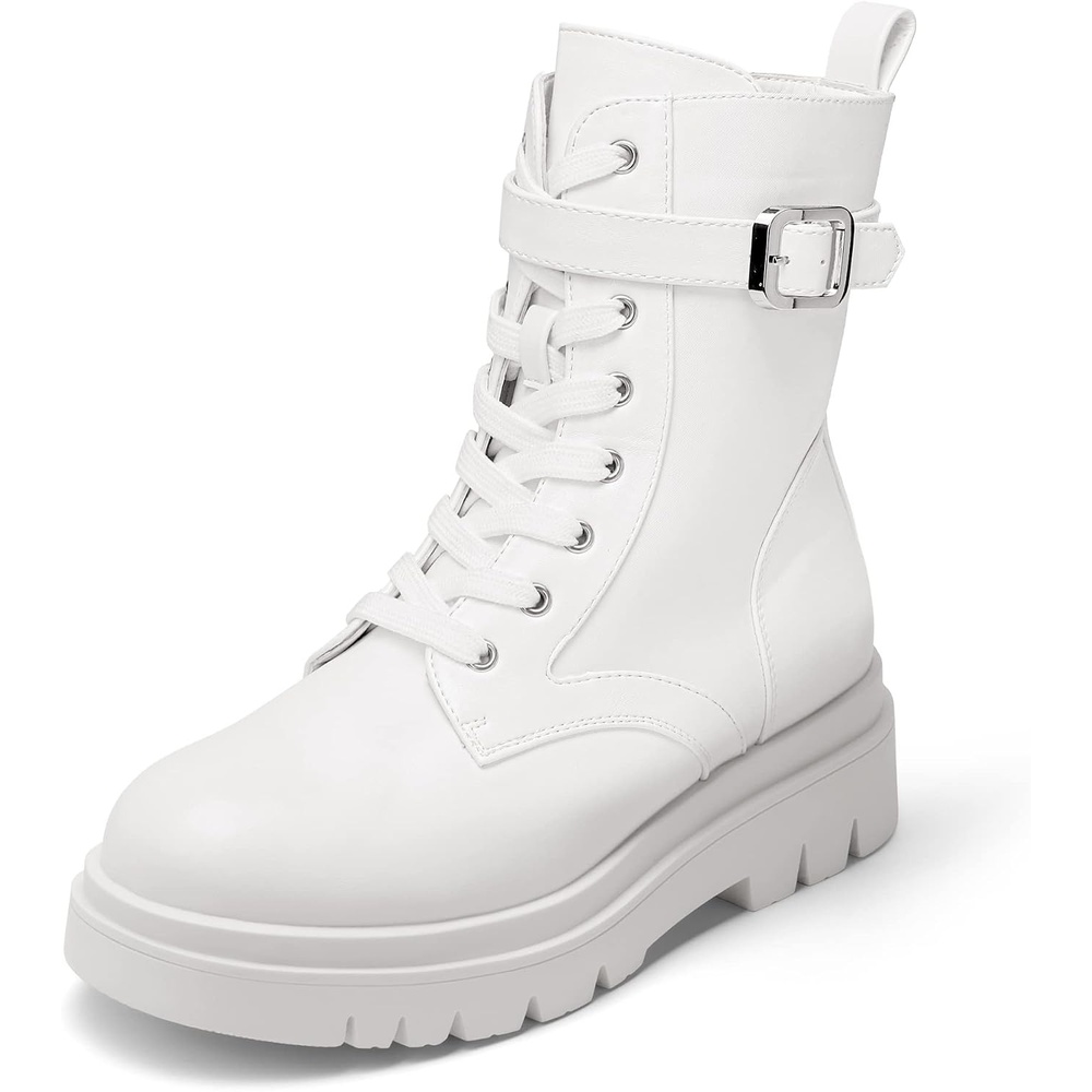 image:imageDREAM PAIRS Womens Combat Platform BootsWhite