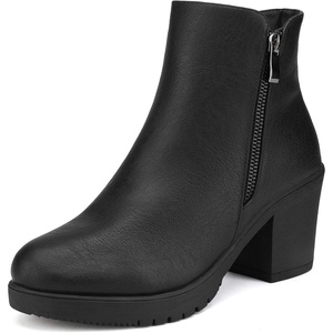 DREAM PAIRS Women’s Chunky Heel Platform Ankle Boots(Black/Pu)