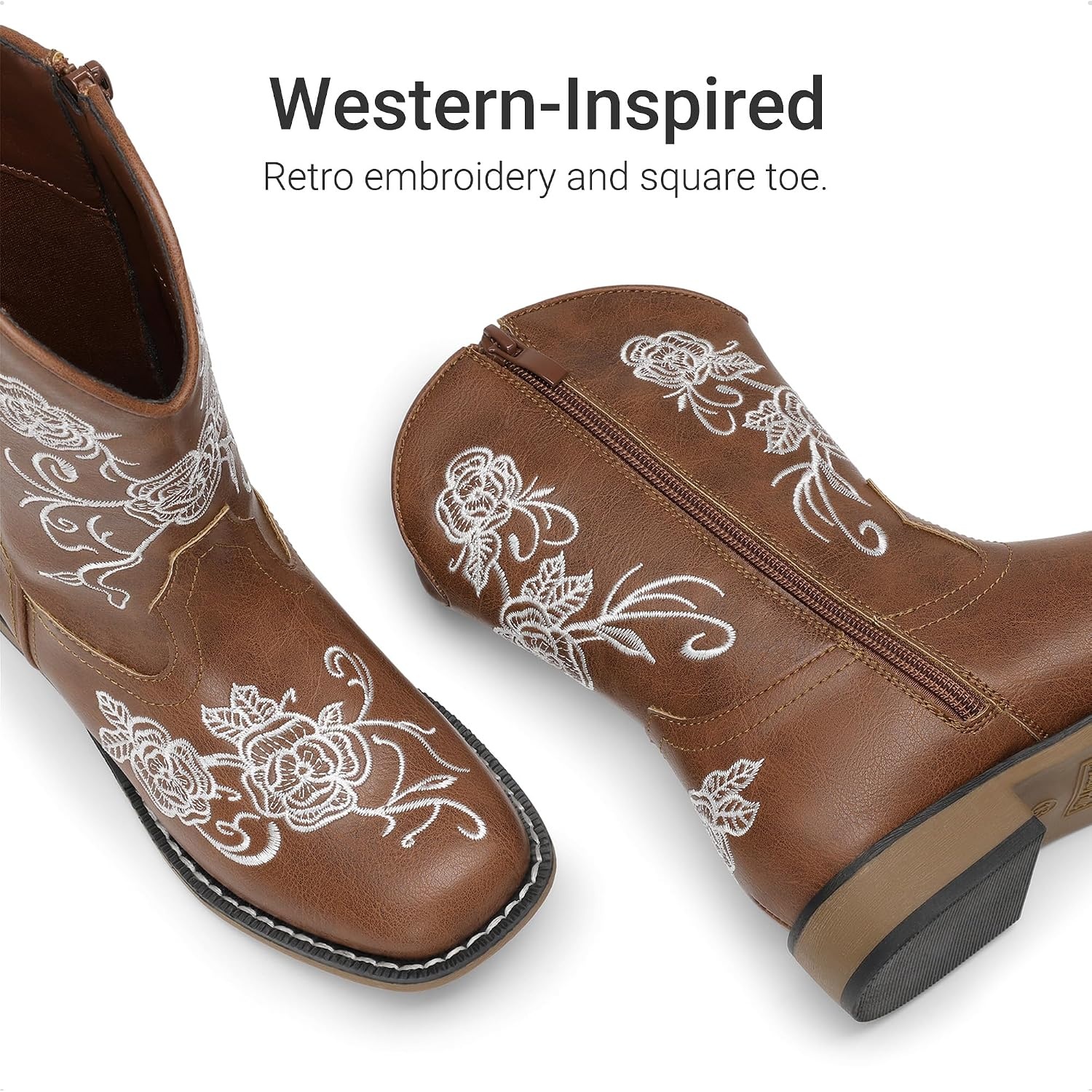 image:imageDREAM PAIRS Girls Cowboy Cowgirl Western BootsBrown