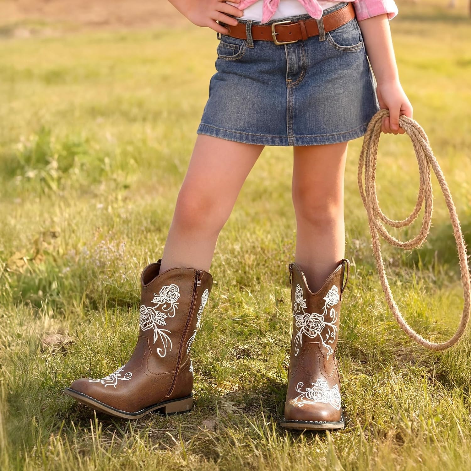 image:imageDREAM PAIRS Girls Cowboy Cowgirl Western BootsBrown
