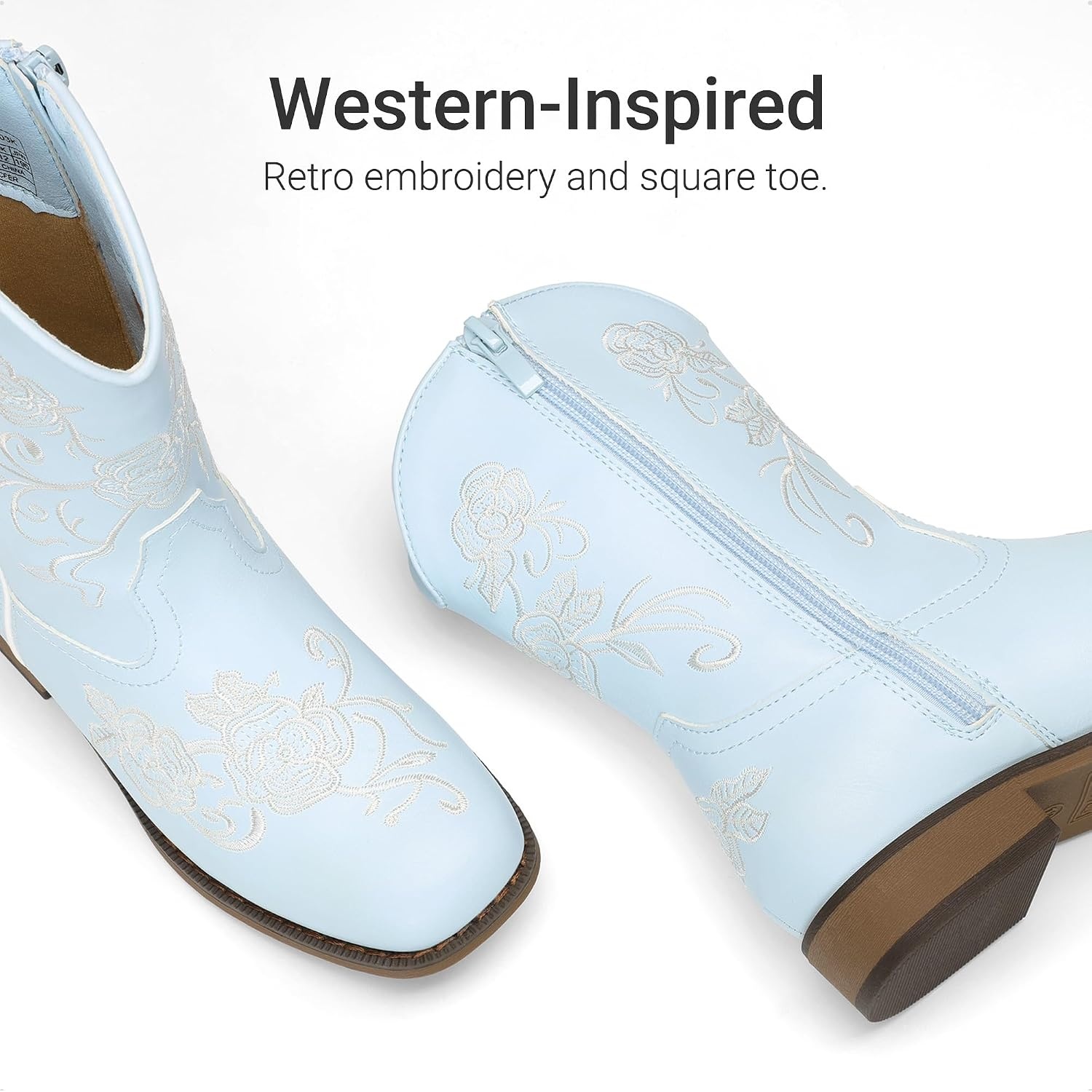 image:imageDREAM PAIRS Girls Cowboy Cowgirl Western BootsLight Blue