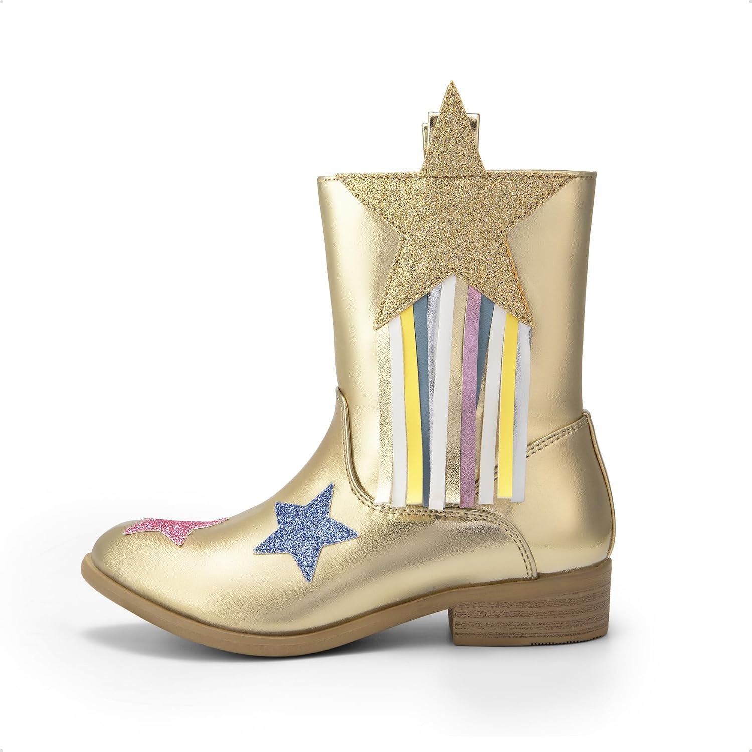 image:imageDREAM PAIRS Girls Cowgirl Mid Calf BootsGold