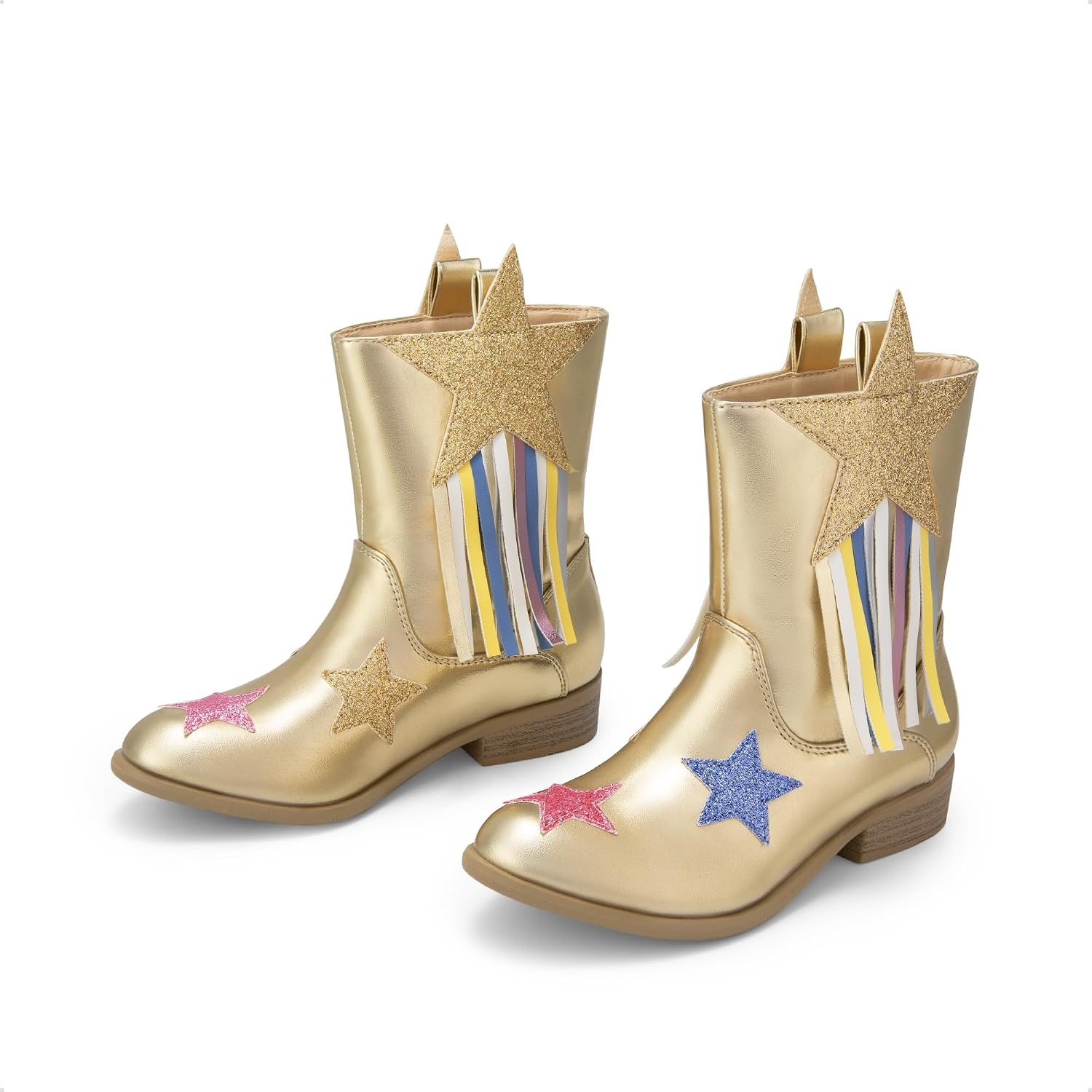 image:imageDREAM PAIRS Girls Cowgirl Mid Calf BootsGold