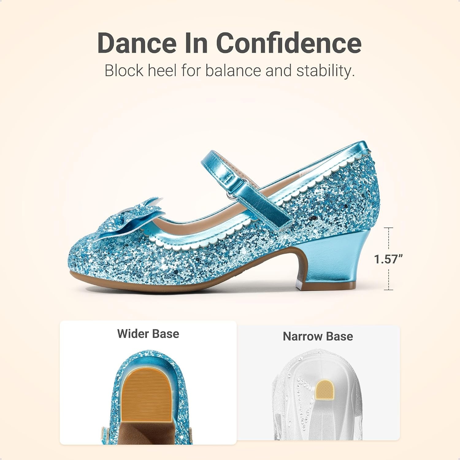 image:imageDREAM PAIRS Girls Glitter Dress Shoes Mary Jane HeelsBlue