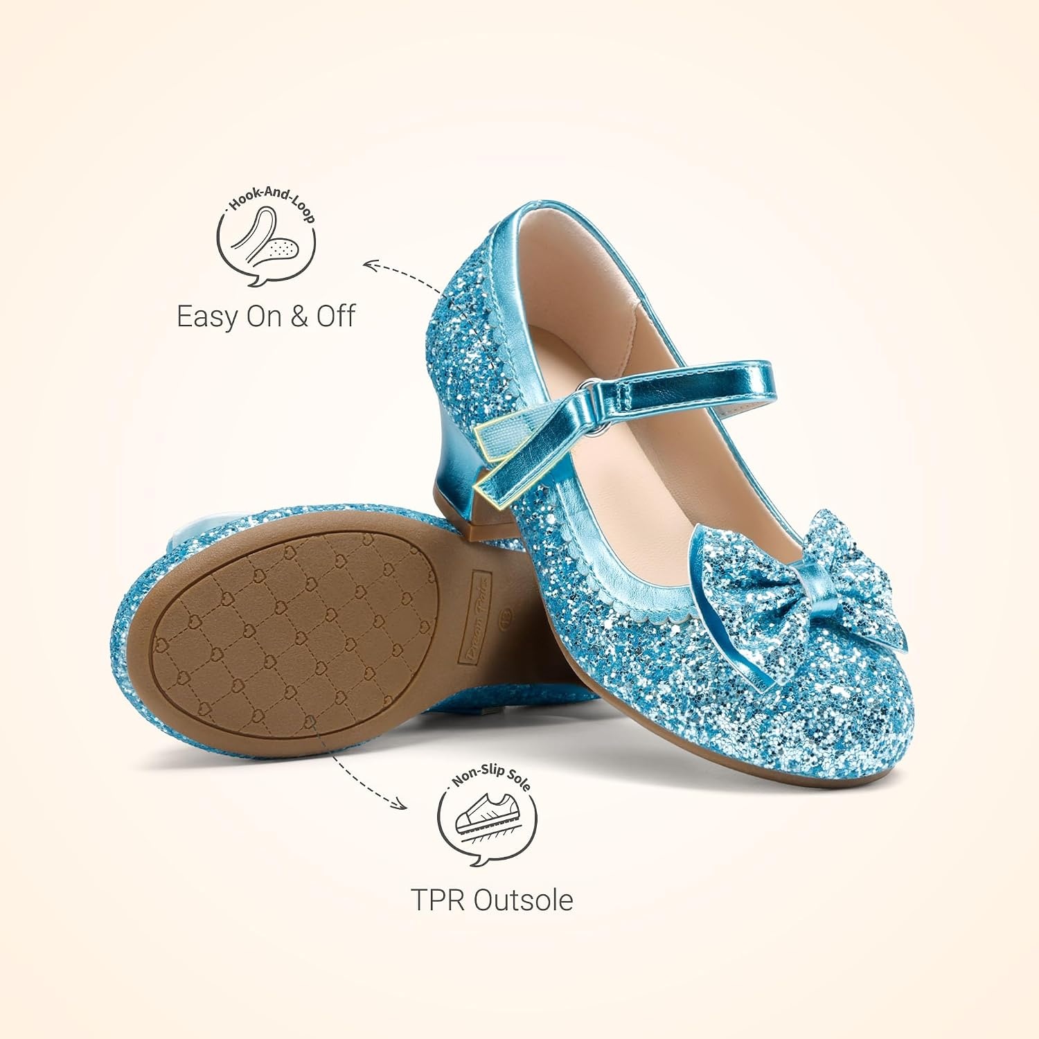 image:imageDREAM PAIRS Girls Glitter Dress Shoes Mary Jane HeelsBlue