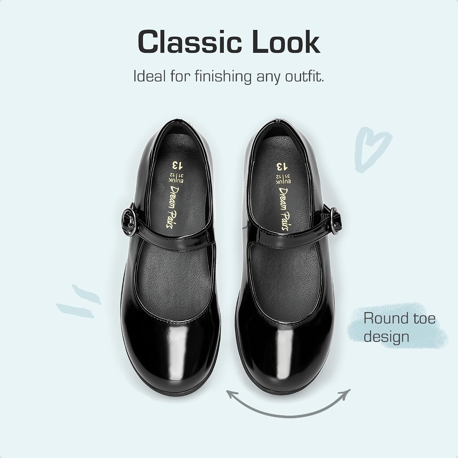 image:imageDREAM PAIRS Girls Mary Jane School Uniform ShoesAll Black