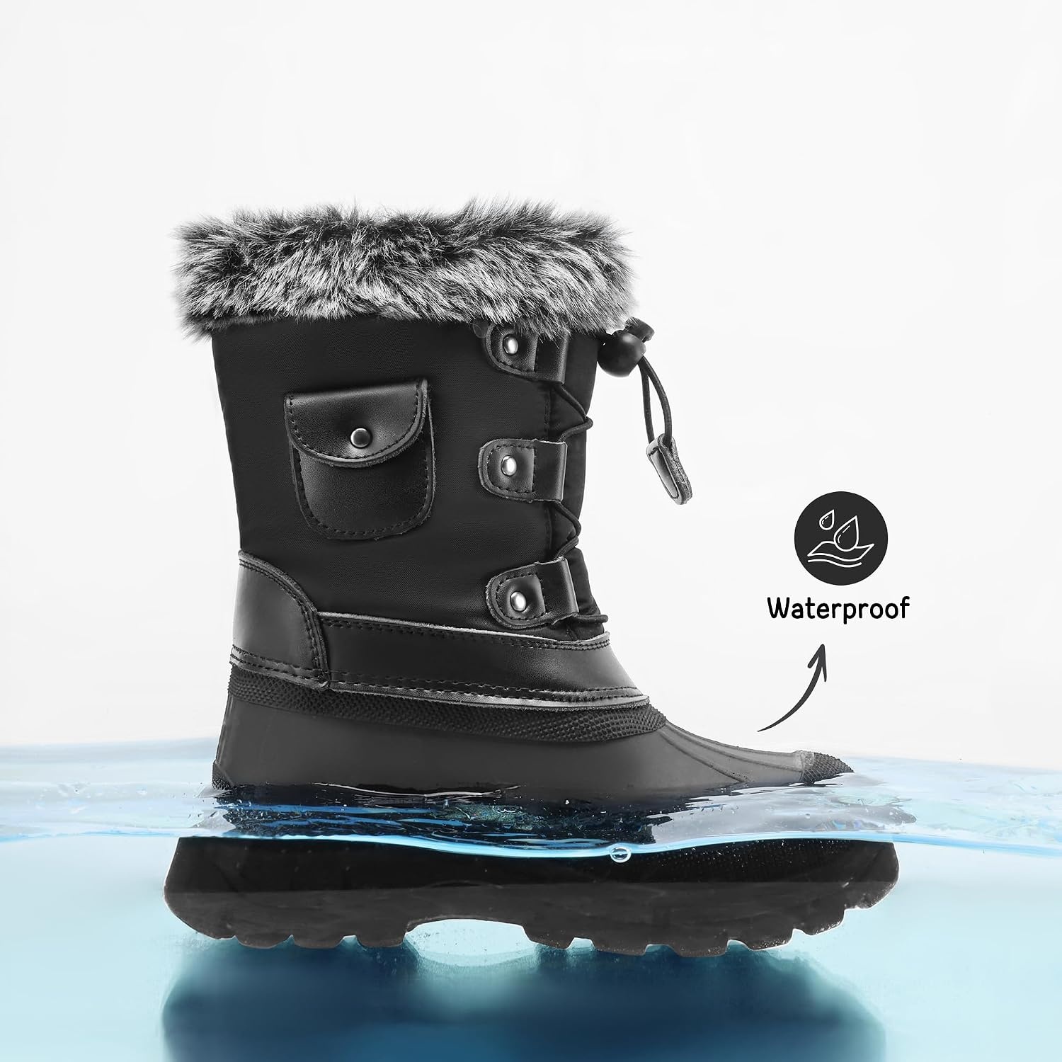 image:imageDREAM PAIRS Girls Snow Waterproof Winter BootsBlack