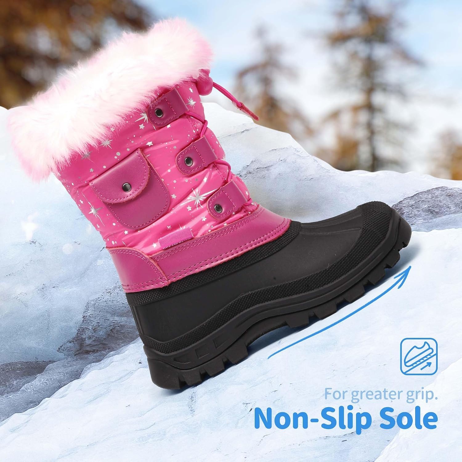 image:imageDREAM PAIRS Girls Snow Waterproof Winter BootsFuchsia