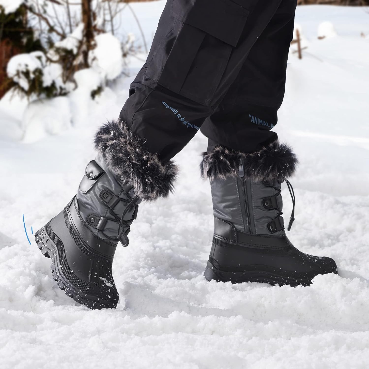 image:imageDREAM PAIRS Girls Snow Waterproof Winter BootsGreyBlack