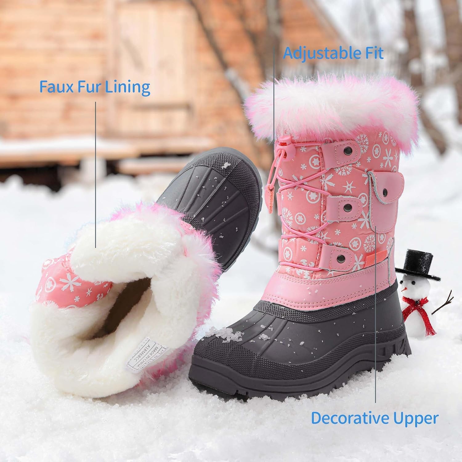 image:imageDREAM PAIRS Girls Snow Waterproof Winter BootsPink
