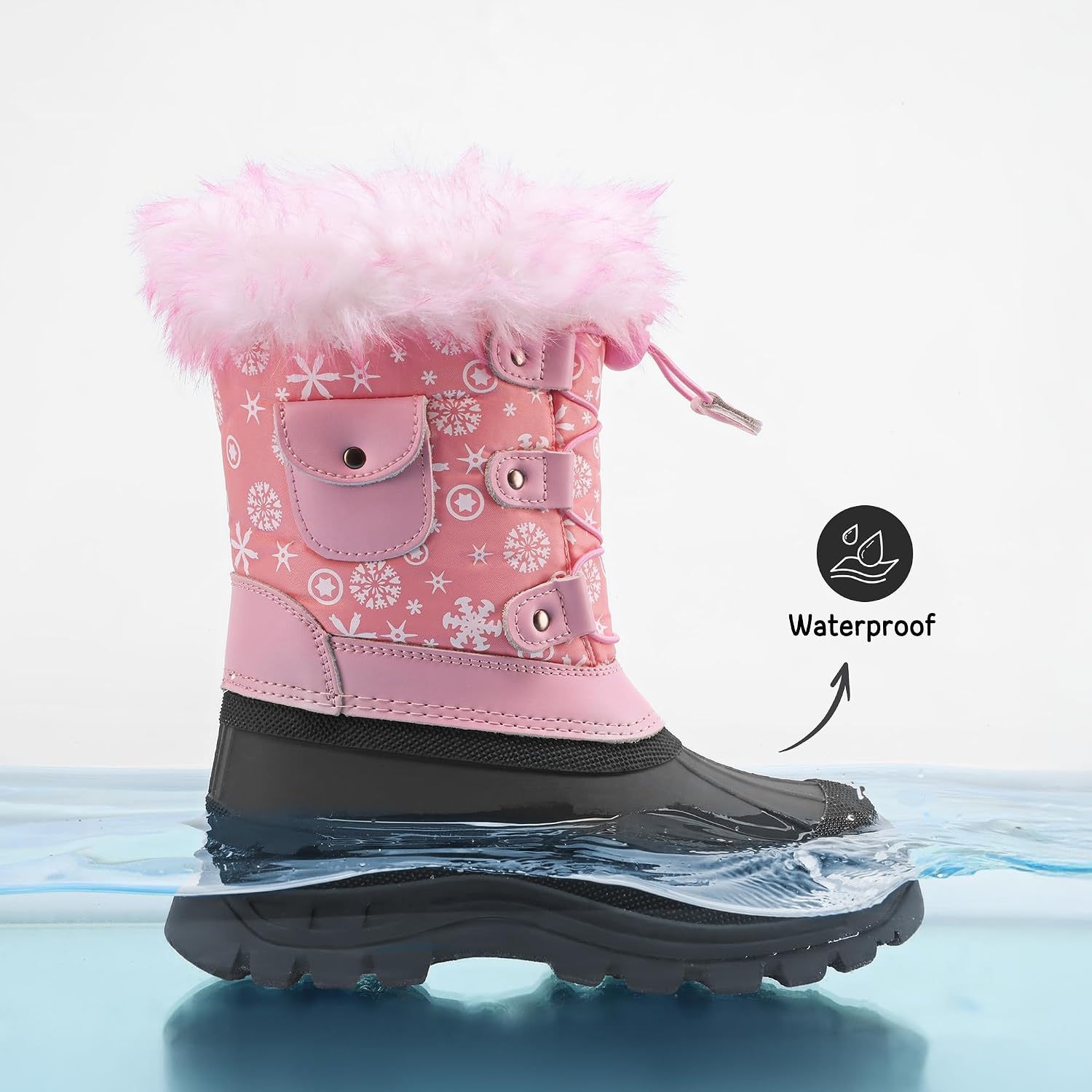 image:imageDREAM PAIRS Girls Snow Waterproof Winter BootsPink