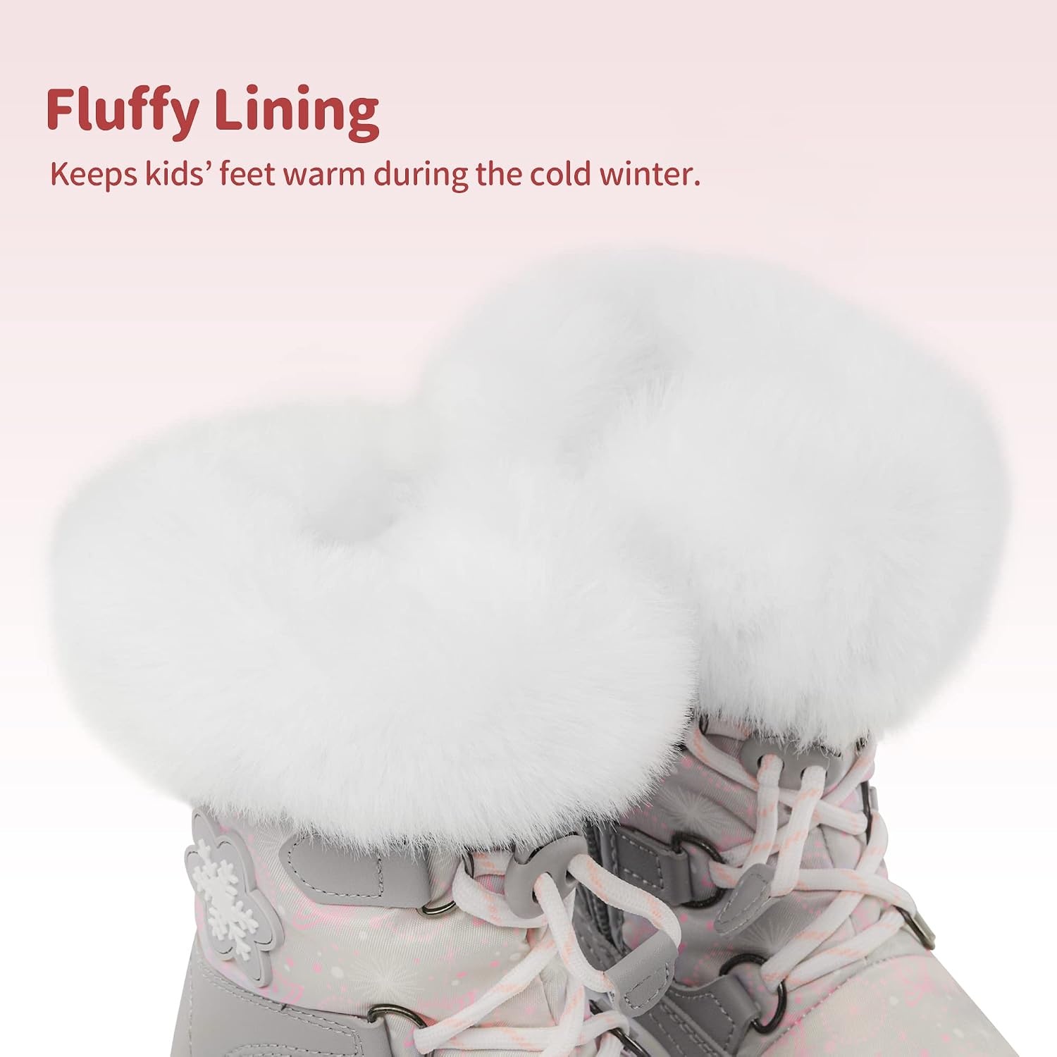 image:imageDREAM PAIRS Girls Winter Snow Boots Faux Fur LinedGrayWhite