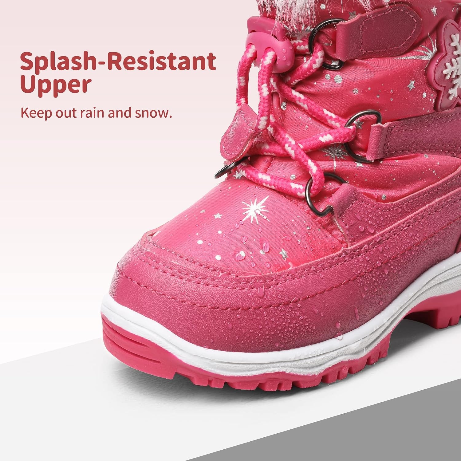 image:imageDREAM PAIRS Girls Winter Snow Boots Faux Fur LinedRose Red