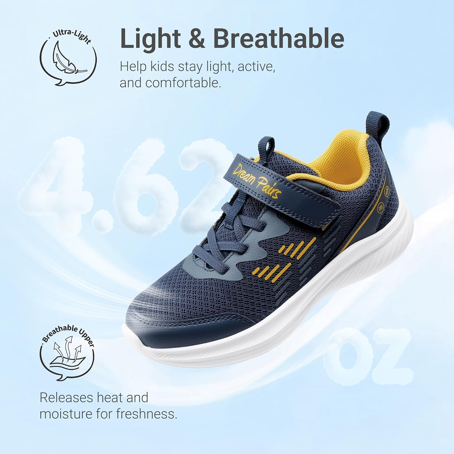 image:imageDREAM PAIRS Kids Shoes Tennis SneakersDark BlueYellow