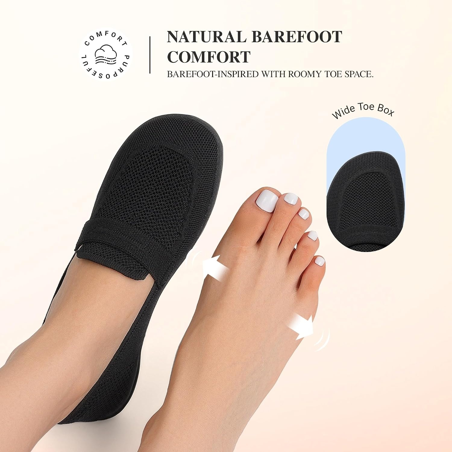 image:imageDREAM PAIRS Women Comfort Wide Toe Barefoot Knit LoafersBlack