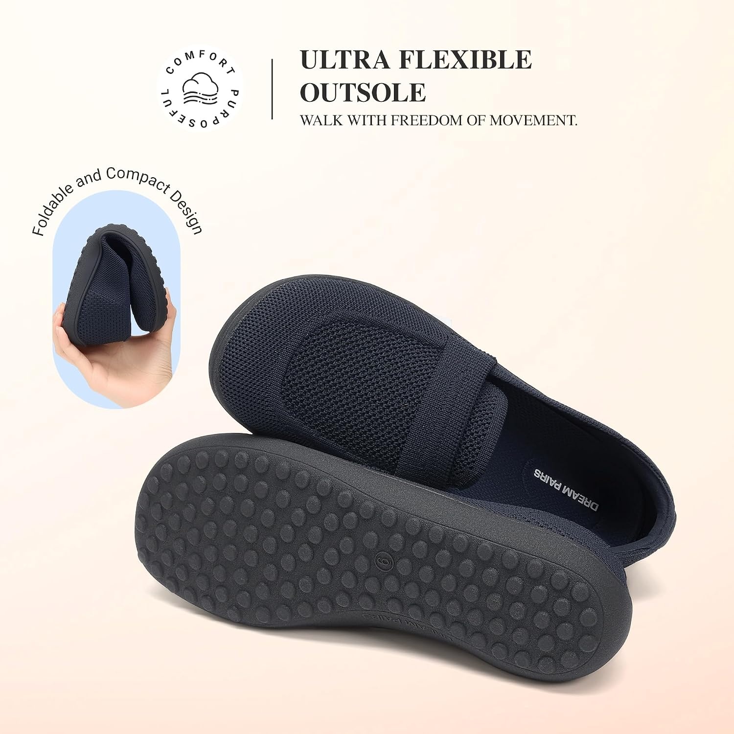 image:imageDREAM PAIRS Women Comfort Wide Toe Barefoot Knit LoafersNavy