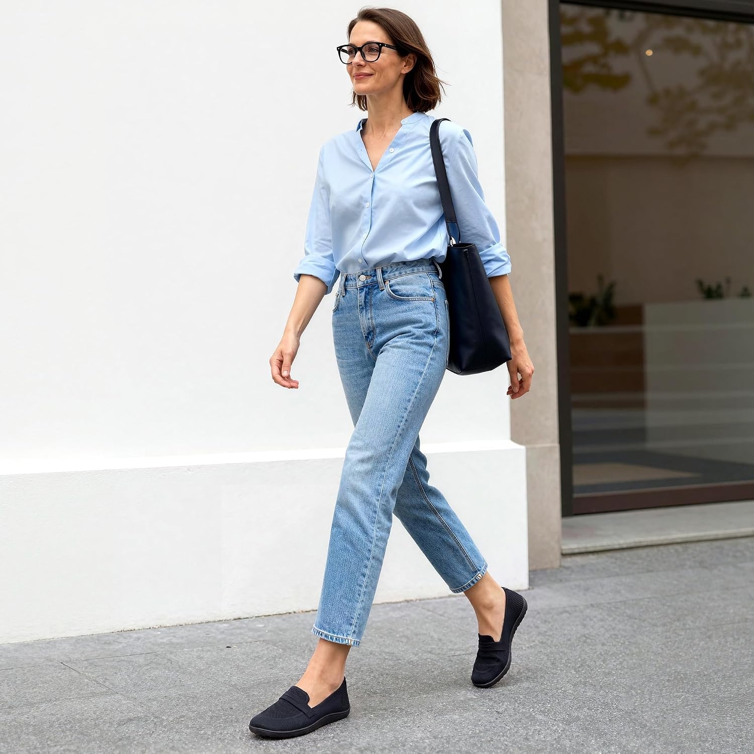image:imageDREAM PAIRS Women Comfort Wide Toe Barefoot Knit LoafersNavy
