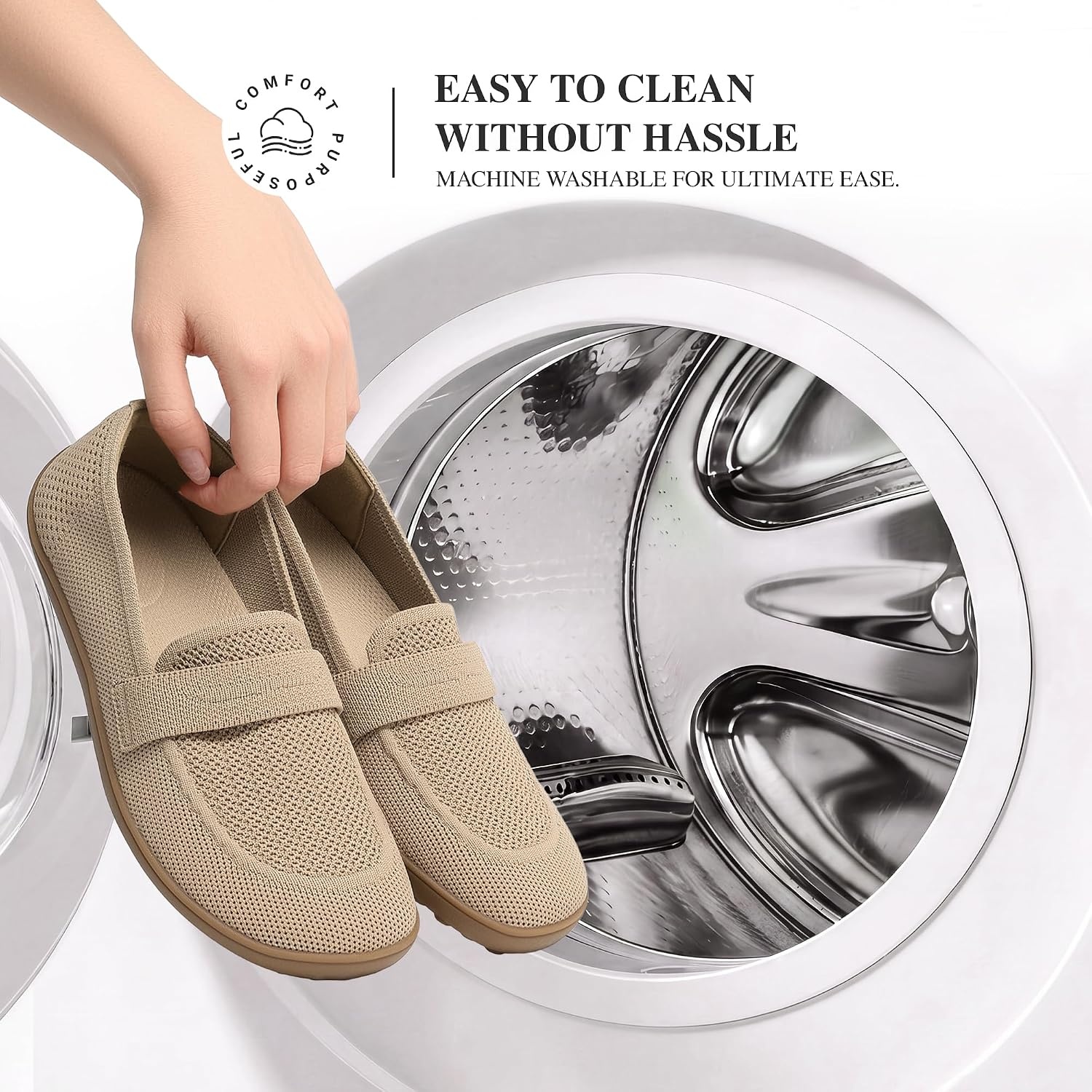 image:imageDREAM PAIRS Women Comfort Wide Toe Barefoot Knit LoafersNude