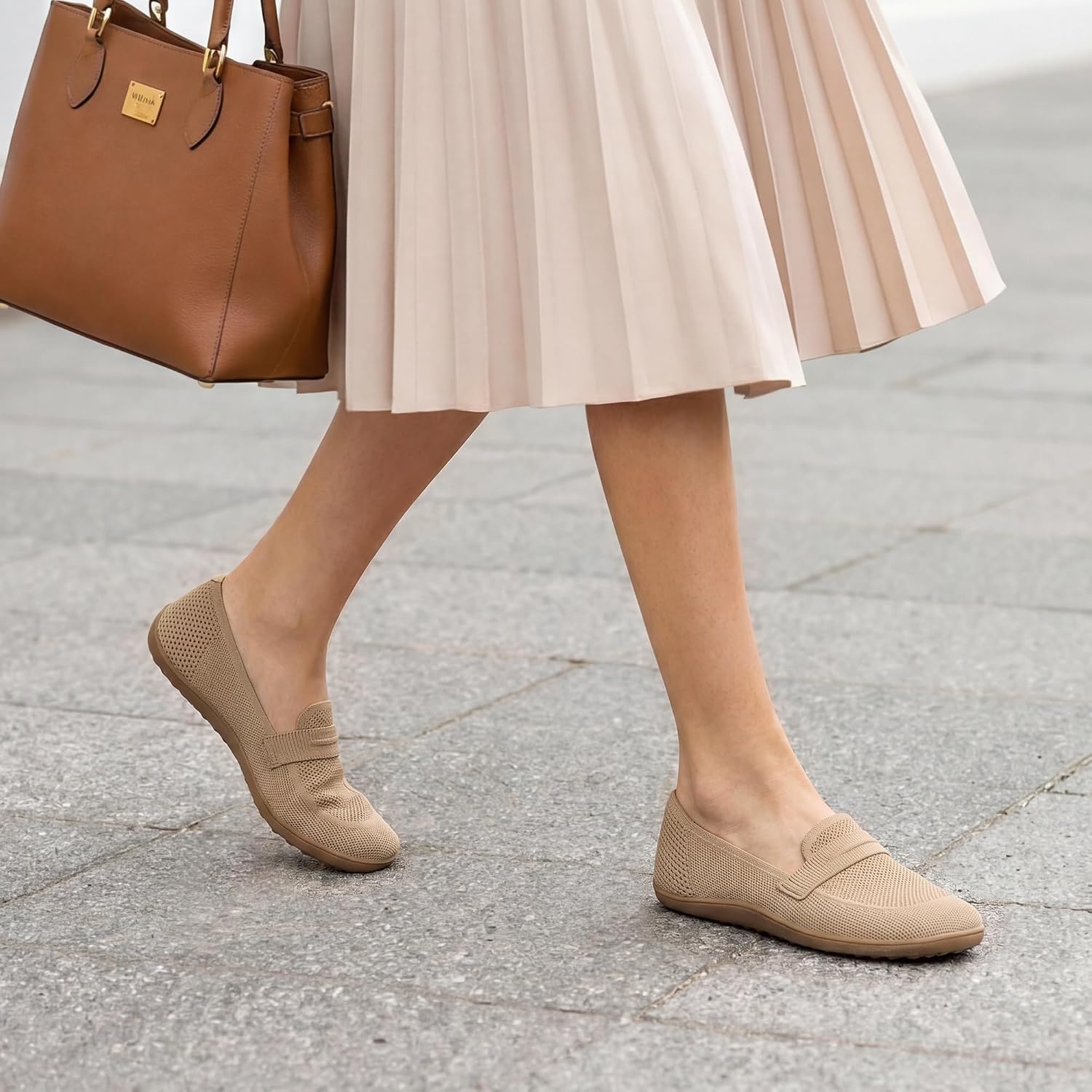 image:imageDREAM PAIRS Women Comfort Wide Toe Barefoot Knit LoafersNude