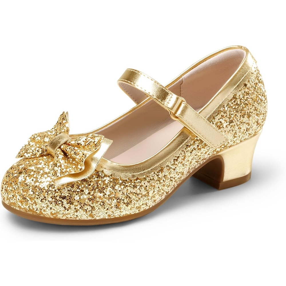 image:imageDREAM PAIRS Girls Glitter Dress Shoes Mary Jane HeelsGold