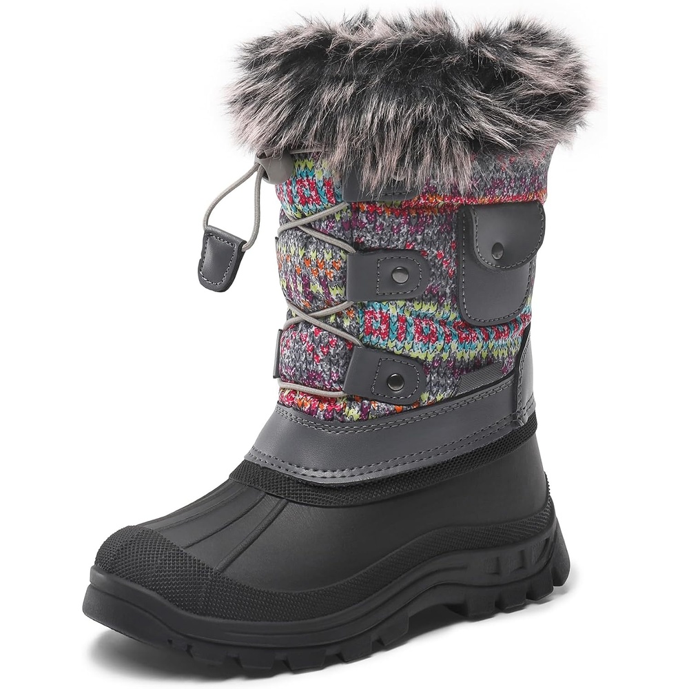 image:imageDREAM PAIRS Girls Snow Waterproof Winter BootsGreyMulti