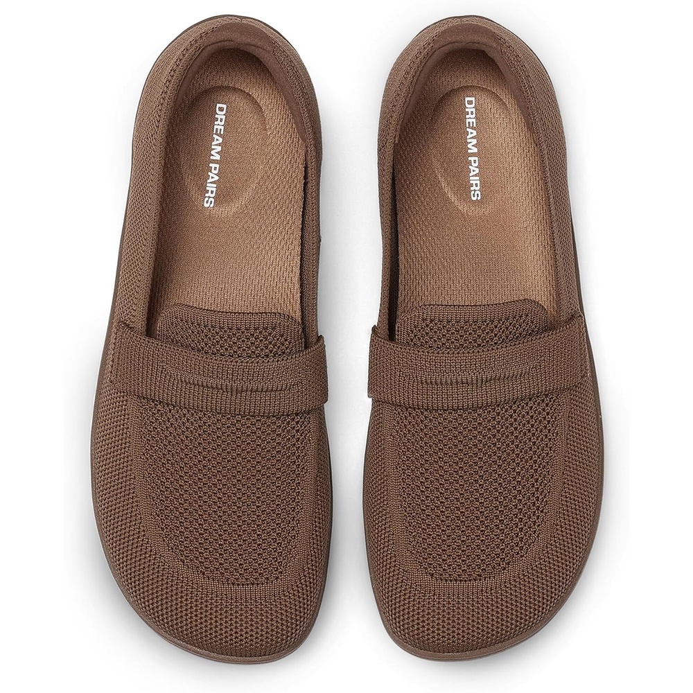 image:imageDREAM PAIRS Women Comfort Wide Toe Barefoot Knit LoafersBrown