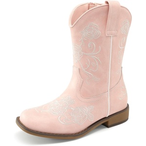 DREAM PAIRS Girls Cowboy Cowgirl Western Boots(Pink)