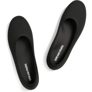 DREAM PAIRS Women’s Dress Knit Ballet Comfort Flats(All Black)