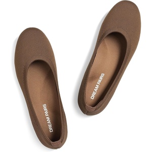DREAM PAIRS Women’s Dress Knit Ballet Comfort Flats(All Brown)
