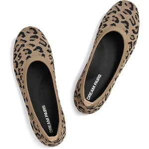 DREAM PAIRS Women’s Dress Knit Ballet Comfort Flats(All Leopard)