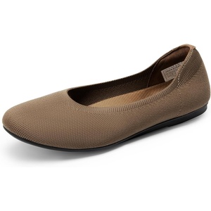 DREAM PAIRS Women’s Dress Knit Ballet Comfort Flats(Brown)