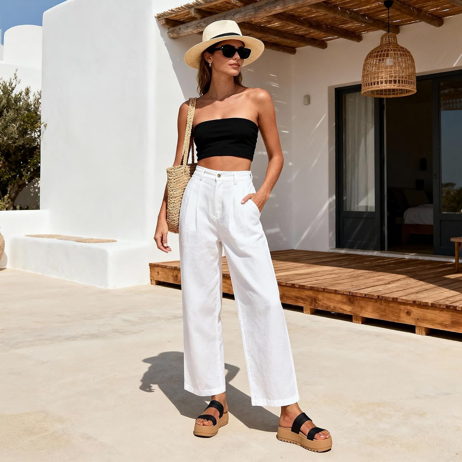 image:imageDREAM PAIRS Womens Platform Slip on Adjustable Sandals Lightweight Comfortable NonSlip Vacation Beach Chunky Open Toe Wedges for Summer Waterproof Shoes 2026Black