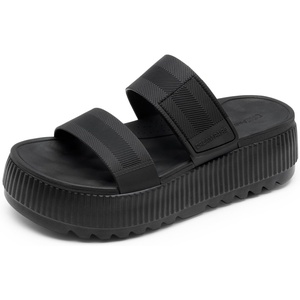DREAM PAIRS Women’s Platform Slip on Adjustable Sandals Lightweight Comfortable Non-Slip Vacation Beach Chunky Open Toe Wedges for Summer Waterproof Shoes 2026(All Black)