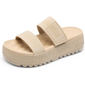 DREAM PAIRS Women’s Platform Slip on Adjustable Sandals Lightweight Comfortable Non-Slip Vacation Beach Chunky Open Toe Wedges for Summer Waterproof Shoes 2026(Nude)