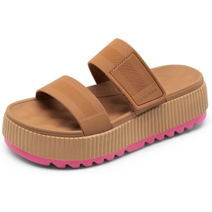 DREAM PAIRS Women’s Platform Slip on Adjustable Sandals Lightweight Comfortable Non-Slip Vacation Beach Chunky Open Toe Wedges for Summer Waterproof Shoes 2026(Camel)