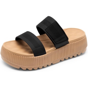 DREAM PAIRS Women’s Platform Slip on Adjustable Sandals Lightweight Comfortable Non-Slip Vacation Beach Chunky Open Toe Wedges for Summer Waterproof Shoes 2026(Black)