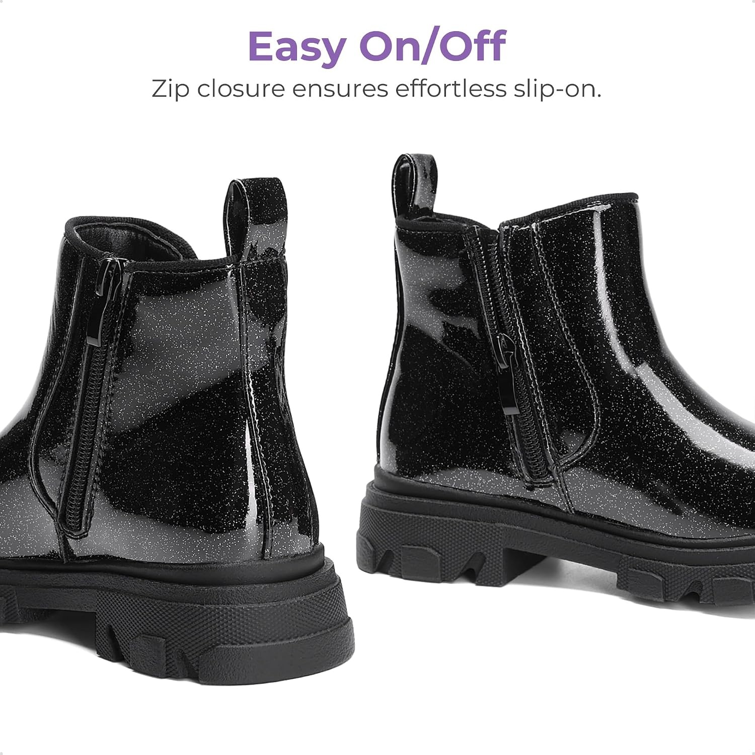 image:imageDREAM PAIRS Girls Combat Ankle Chelsea BootsAll Black