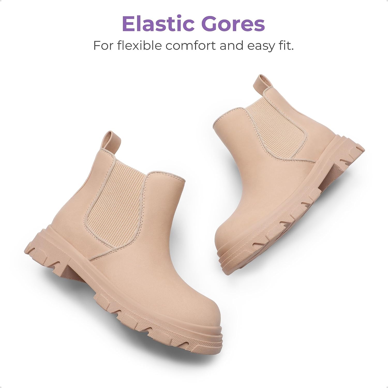 image:imageDREAM PAIRS Girls Combat Ankle Chelsea BootsApricot