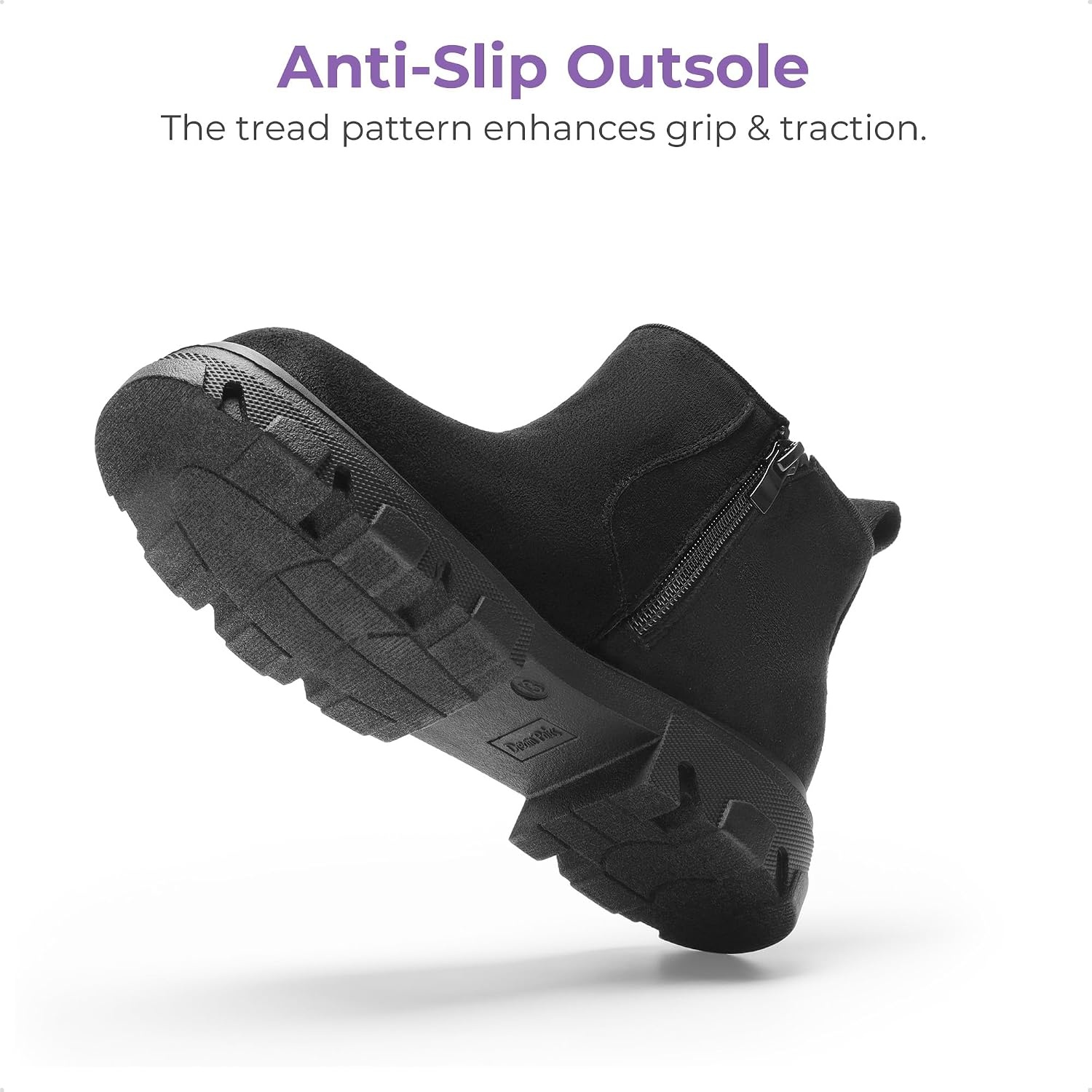 image:imageDREAM PAIRS Girls Combat Ankle Chelsea BootsBlack Suede