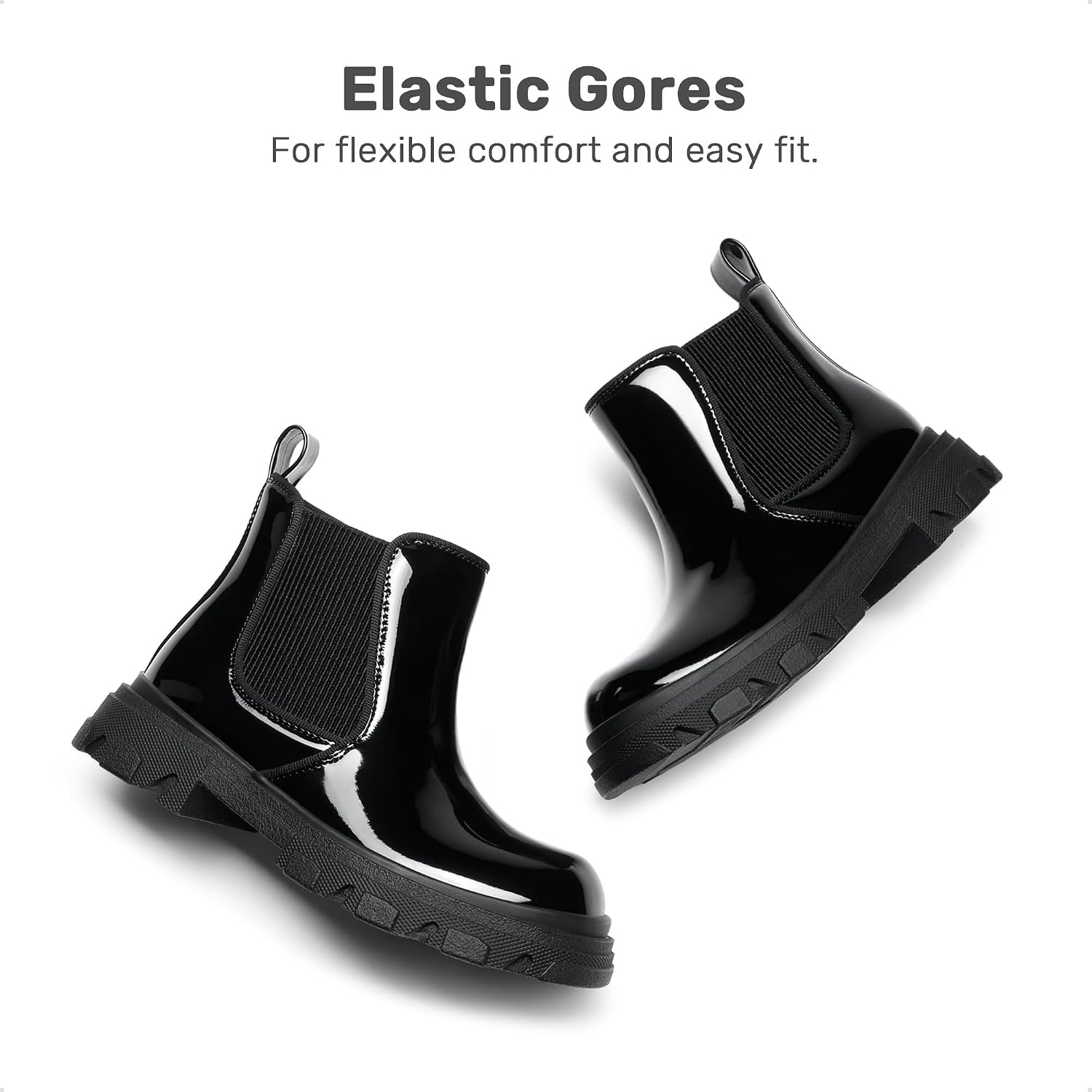 image:imageDREAM PAIRS Girls Combat Ankle Chelsea BootsBlackpat