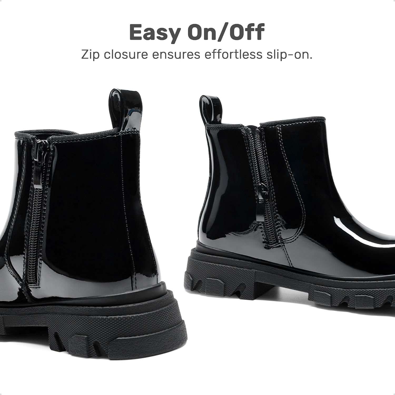 image:imageDREAM PAIRS Girls Combat Ankle Chelsea BootsBlackpat