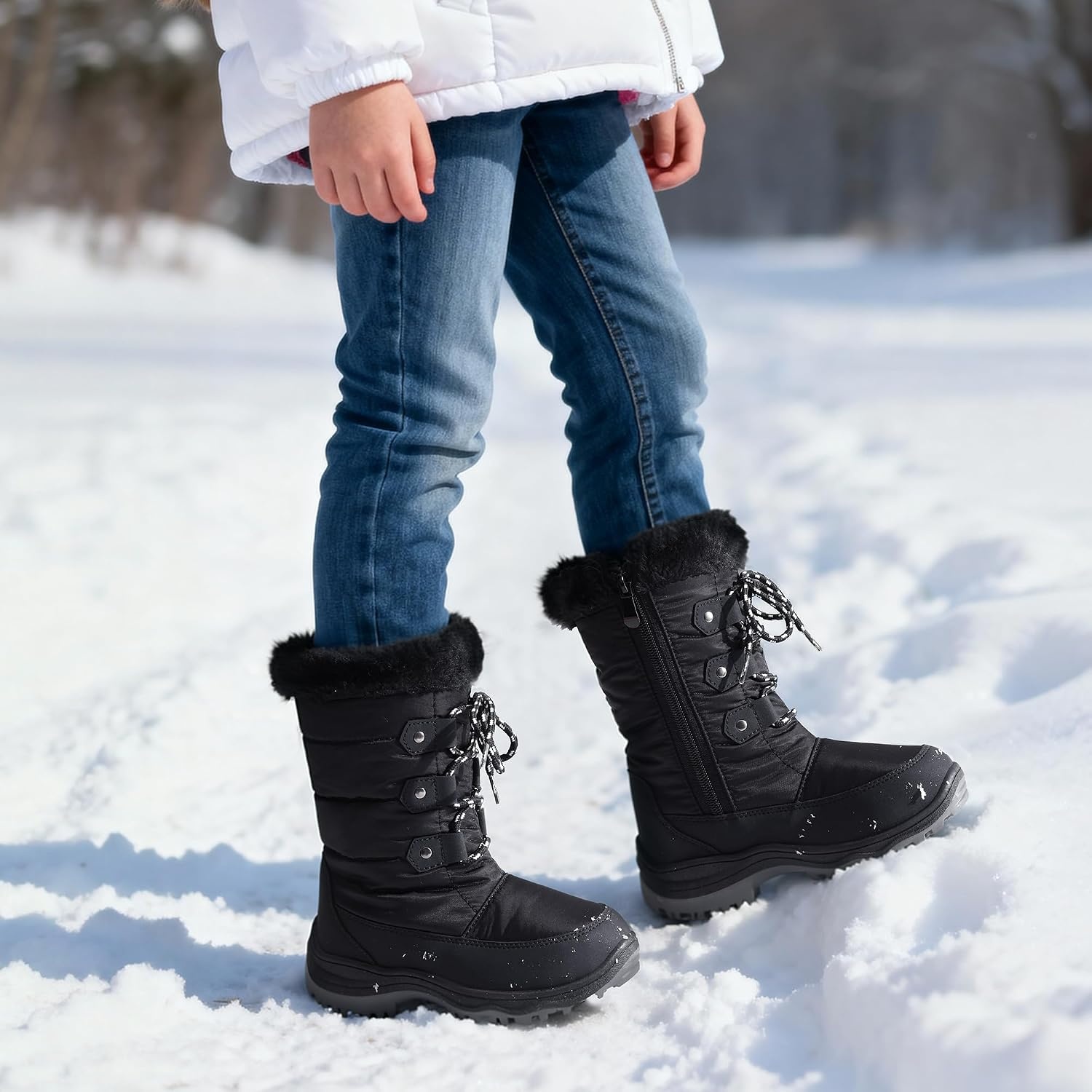 image:imageDREAM PAIRS Girls Winter Snow BootsBlack