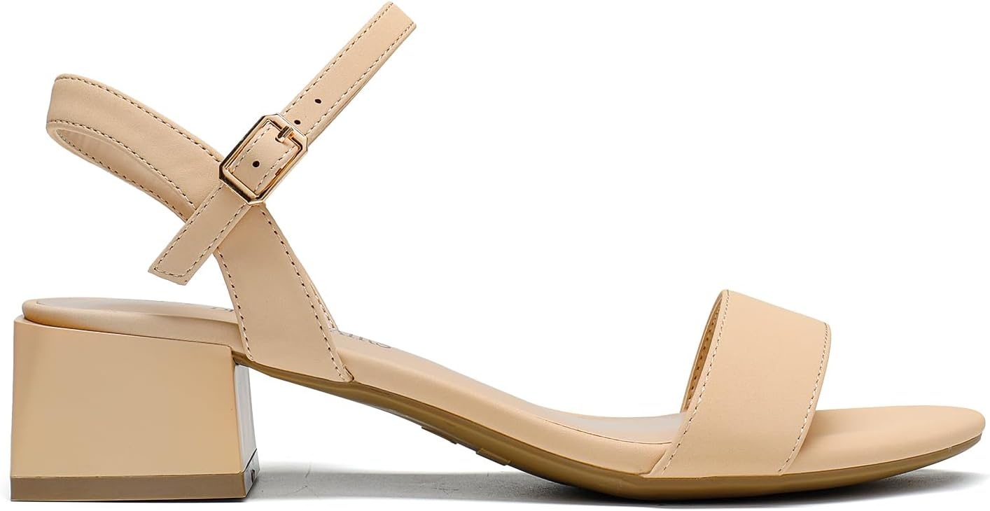 image:imageDREAM PAIRS Womens Chunky Low Block Heel Dress SandalsNudenubuck