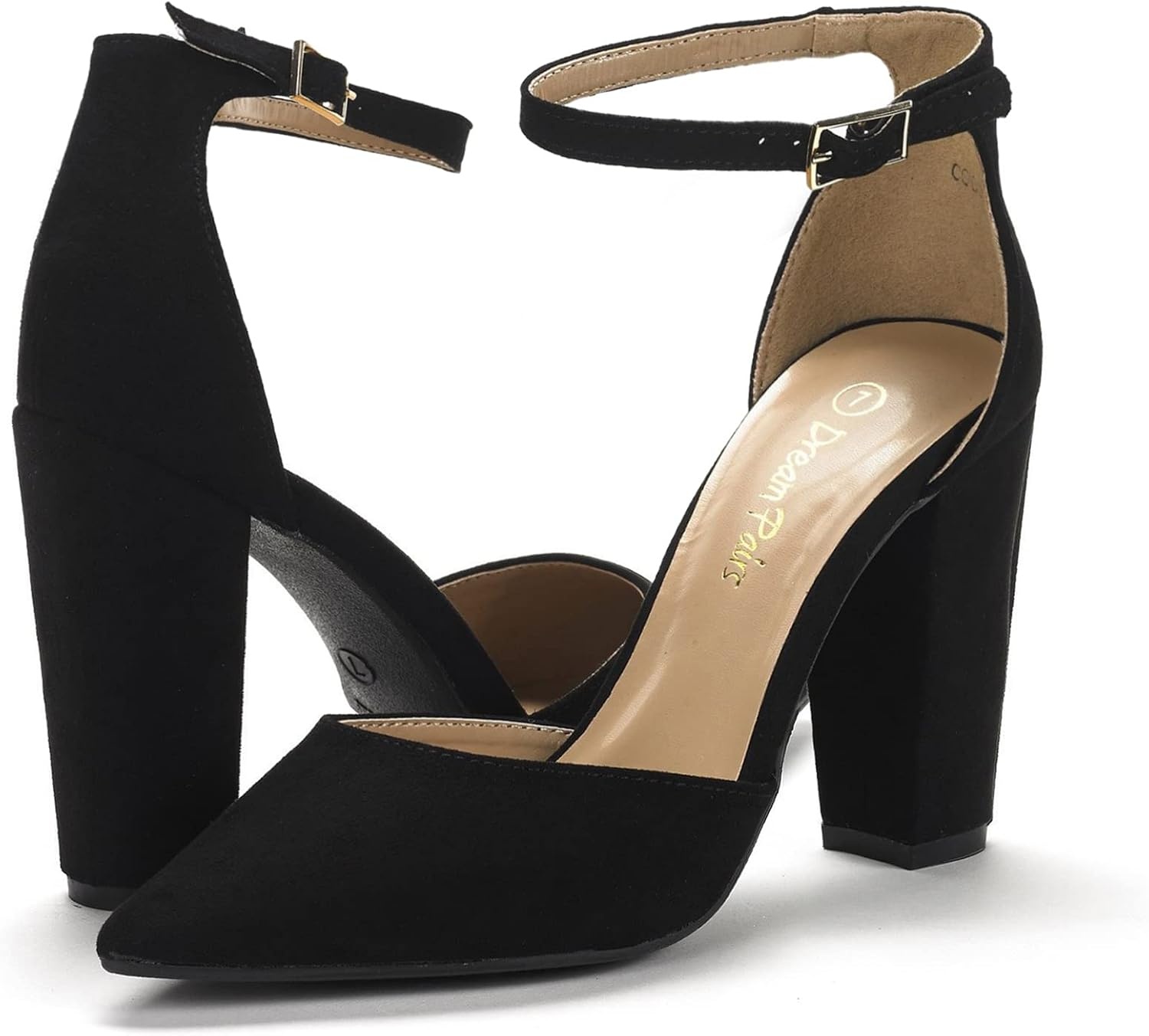 image:imageDREAM PAIRS Womens Coco High Heels Chunky PumpsBlackSuede