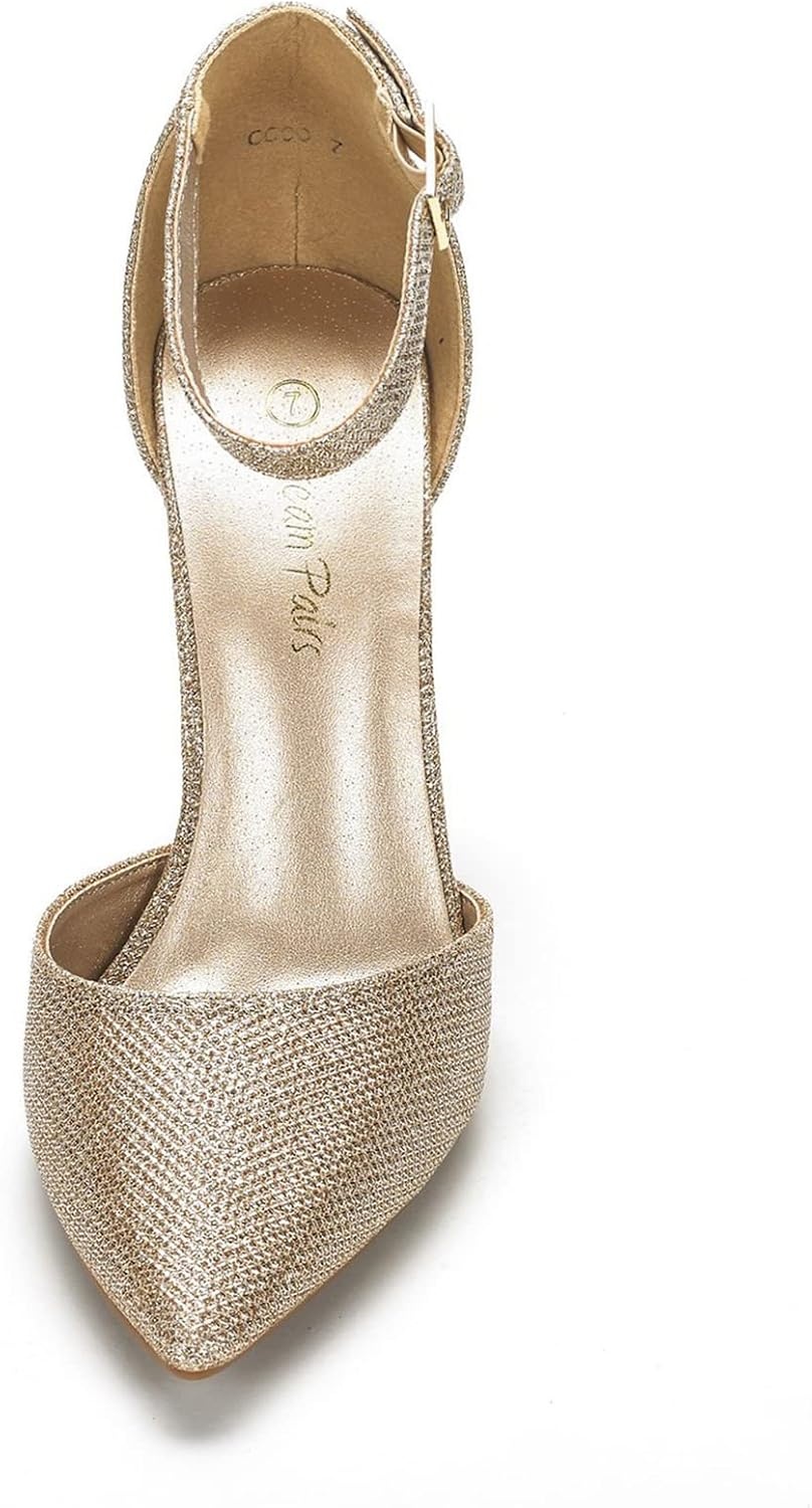 image:imageDREAM PAIRS Womens Coco High Heels Chunky PumpsGoldGlitter