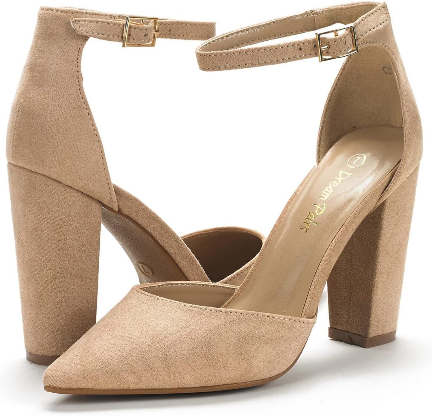 image:imageDREAM PAIRS Womens Coco High Heels Chunky PumpsNudeSuede