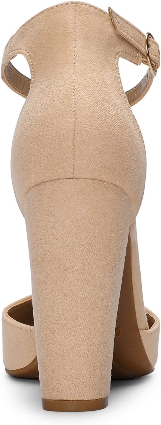image:imageDREAM PAIRS Womens Coco High Heels Chunky PumpsNudeSuede