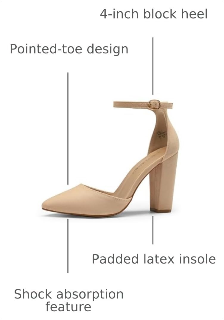 image:imageDREAM PAIRS Womens Coco High Heels Chunky PumpsNudeSuede